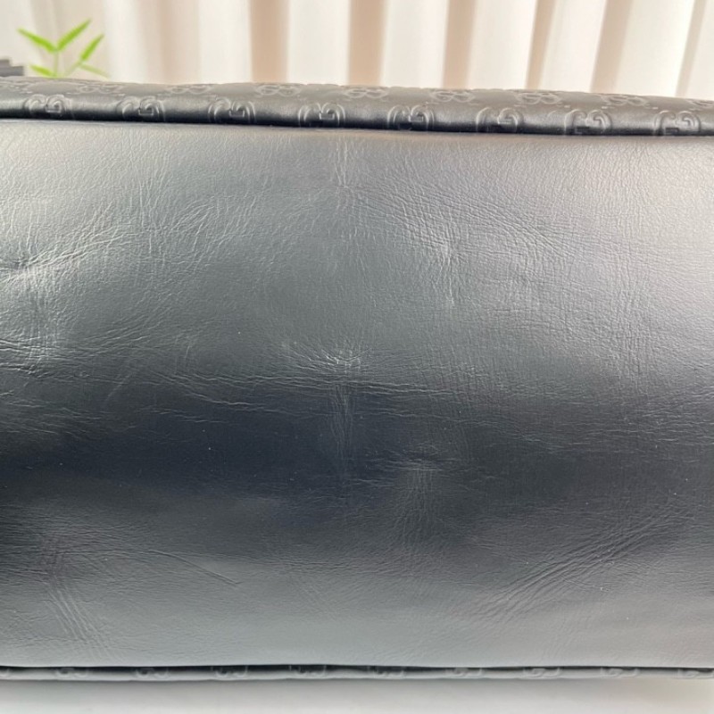 Gucci古馳 黑色雙G壓紋男士公文包 經典老花 容量大 能裝電腦-9