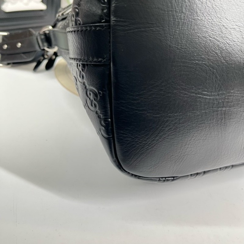 Gucci古馳 黑色雙G壓紋男士公文包 經典老花 容量大 能裝電腦-11