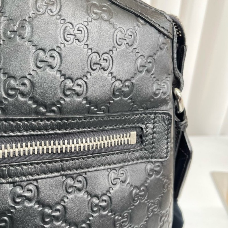 Gucci古馳 黑色雙G壓紋男士公文包 經典老花 容量大 能裝電腦-15