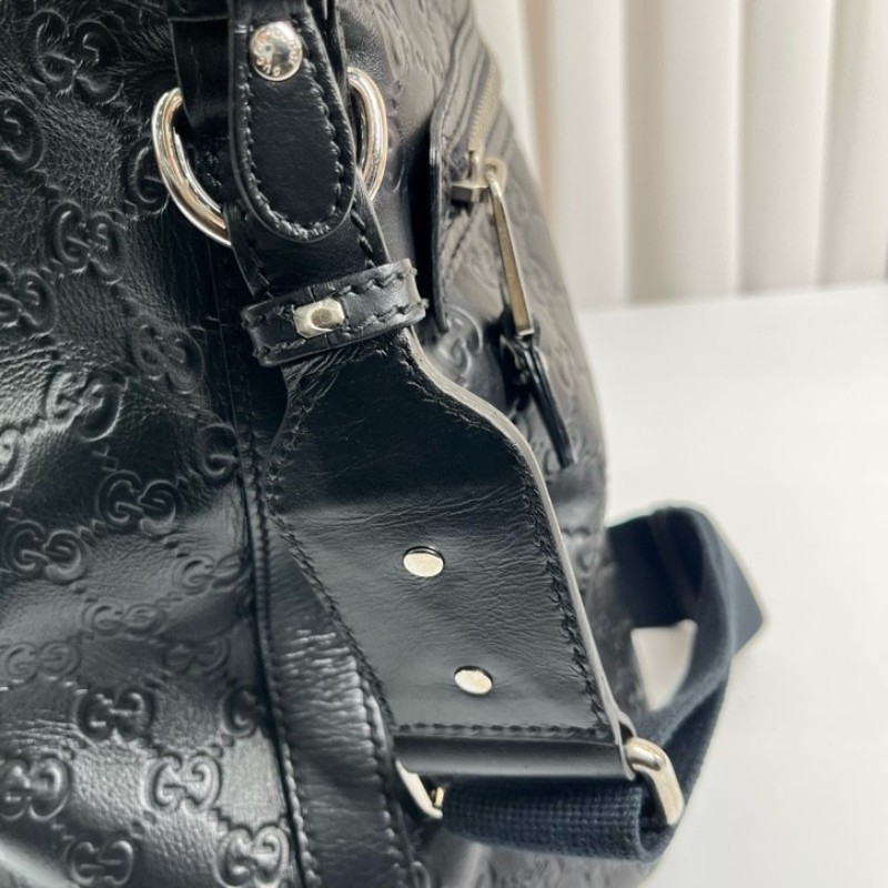 Gucci古馳 黑色雙G壓紋男士公文包 經典老花 容量大 能裝電腦-19