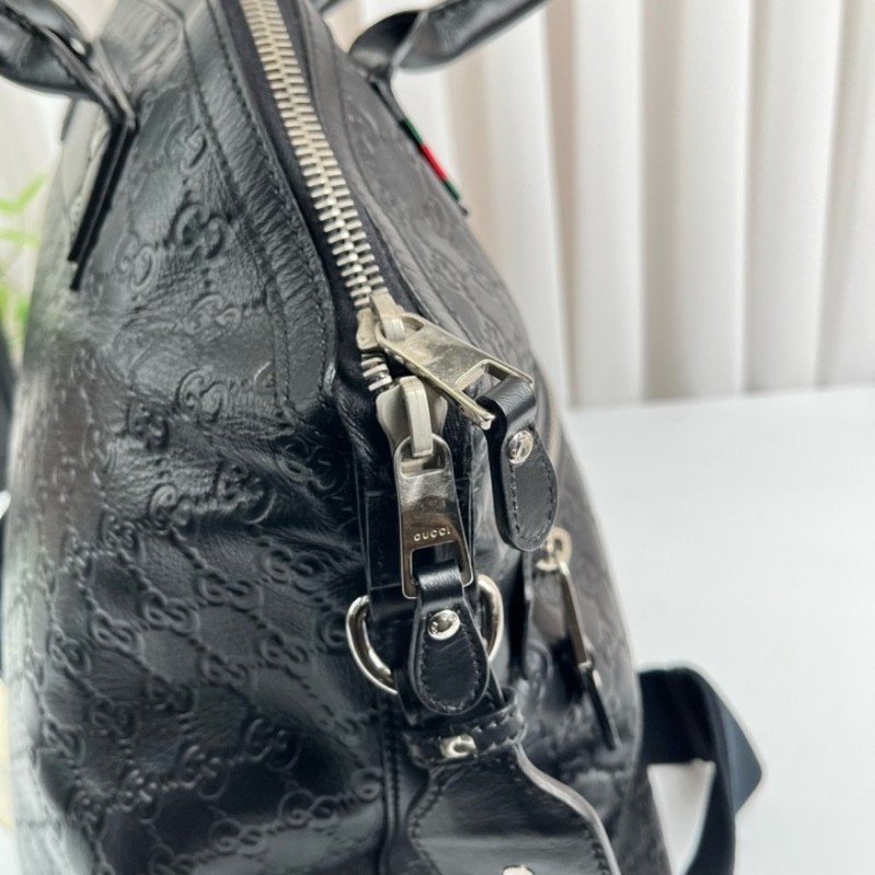 Gucci古馳 黑色雙G壓紋男士公文包 經典老花 容量大 能裝電腦-20