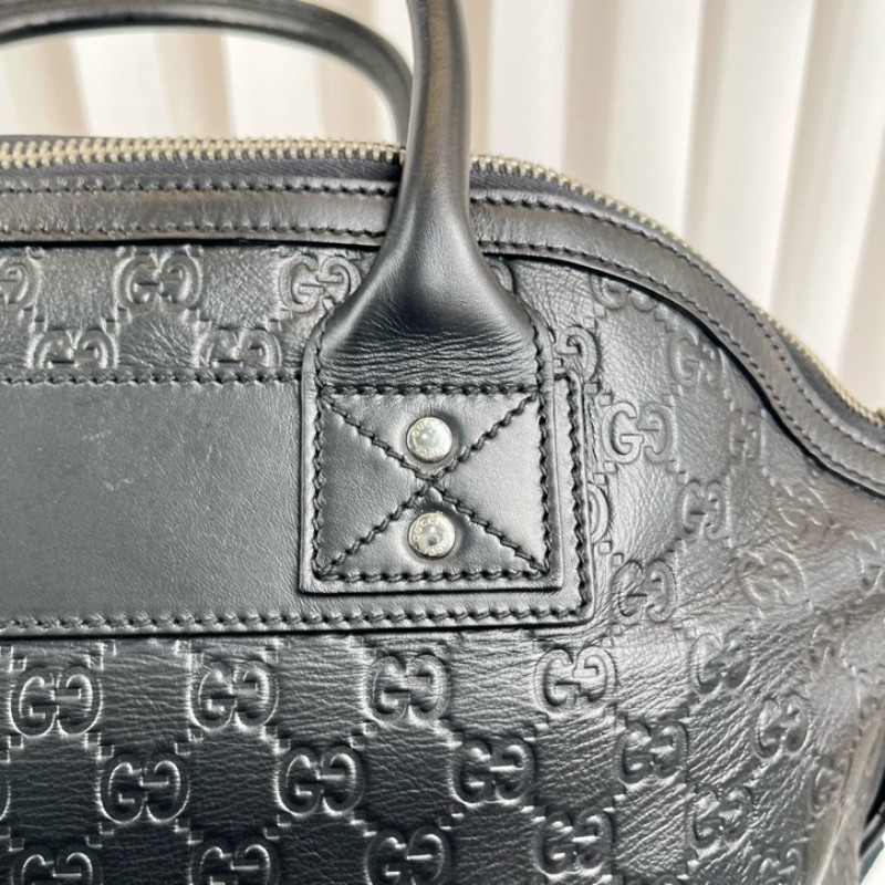 Gucci古馳 黑色雙G壓紋男士公文包 經典老花 容量大 能裝電腦-22
