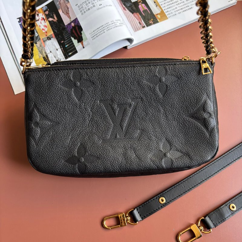 ::LOUIS VUITTON:: LV M80399 Multi Pochette Accessoires 黑色壓紋麻將包 二合一 腋下包 斜背包 肩背包-2