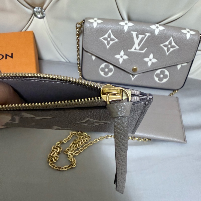 LV  Félicie Pochette M82610 三合一 斑鳩灰/奶油色-14
