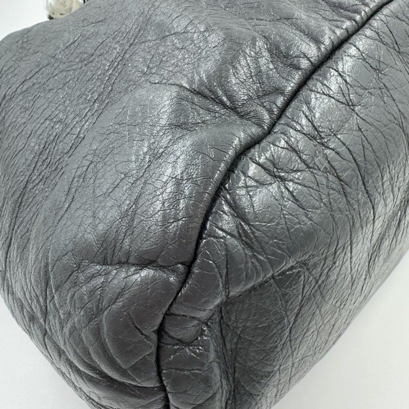 CHANEL炭灰色羊皮拚毛呢肩背包A49559-11