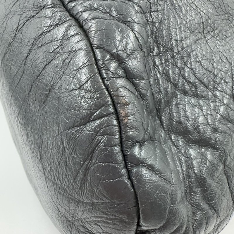 CHANEL炭灰色羊皮拚毛呢肩背包A49559-12