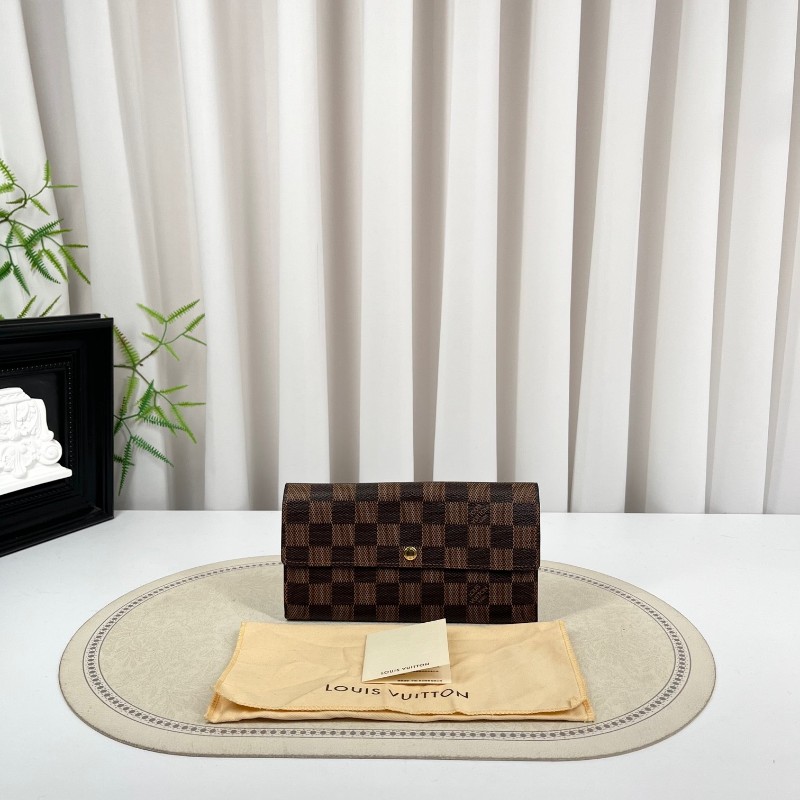 LV路易威登 經典棋盤格金豆長款信封錢包 內裡整潔 卡位多 容量大 有拉鍊隔層-5