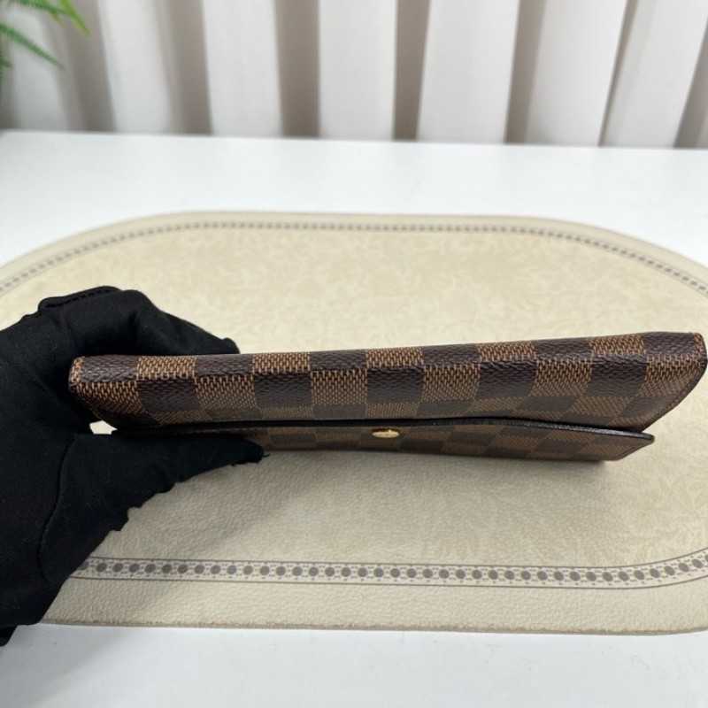 LV路易威登 經典棋盤格金豆長款信封錢包 內裡整潔 卡位多 容量大 有拉鍊隔層-11