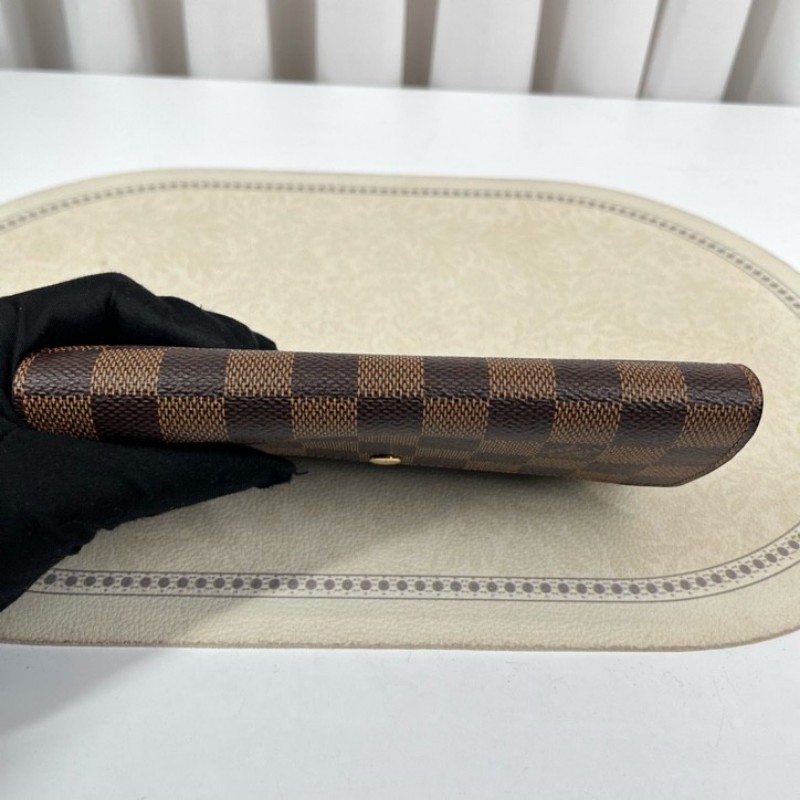 LV路易威登 經典棋盤格金豆長款信封錢包 內裡整潔 卡位多 容量大 有拉鍊隔層-14