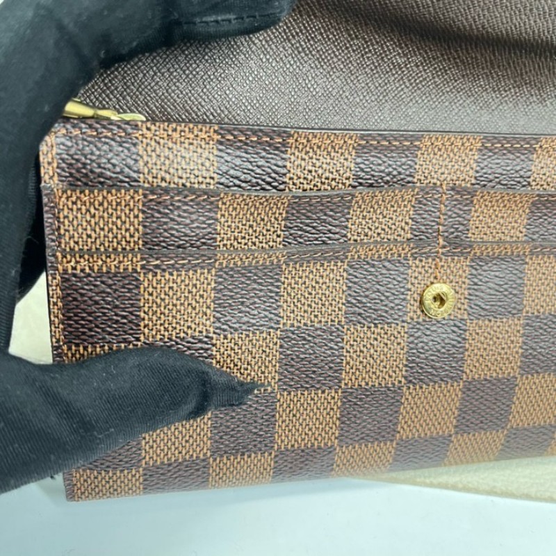 LV路易威登 經典棋盤格金豆長款信封錢包 內裡整潔 卡位多 容量大 有拉鍊隔層-16