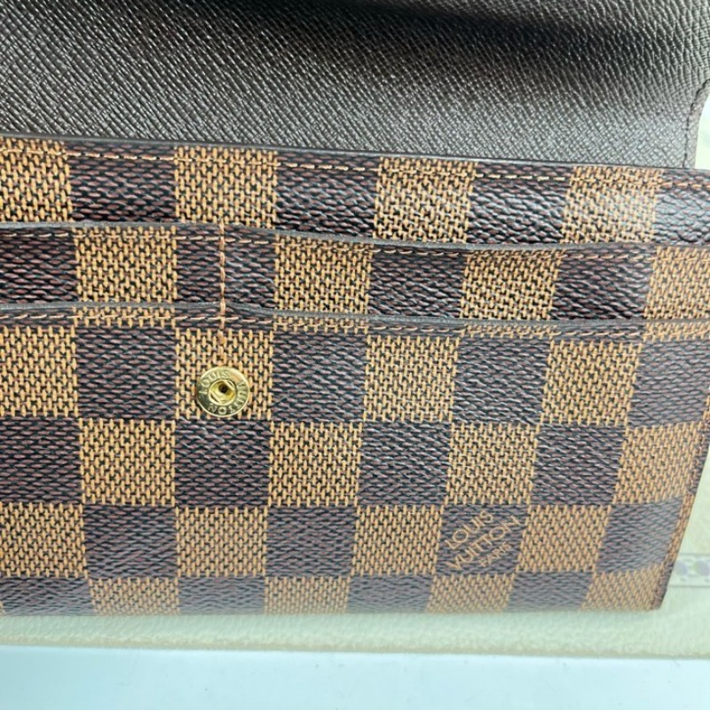 LV路易威登 經典棋盤格金豆長款信封錢包 內裡整潔 卡位多 容量大 有拉鍊隔層-17