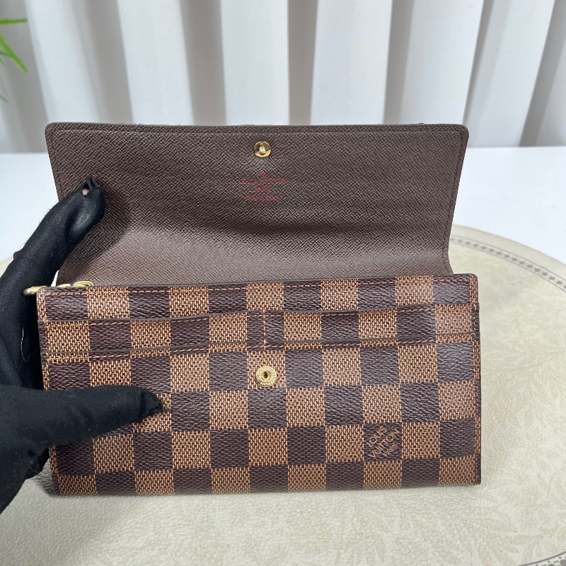 LV路易威登 經典棋盤格金豆長款信封錢包 內裡整潔 卡位多 容量大 有拉鍊隔層-22