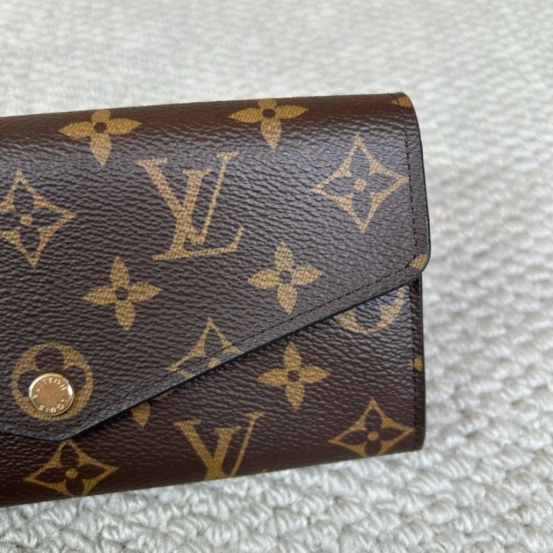 LV路易威登老花長款錢包 經典老花 紅色內裡 卡位多 容量足 日常實用百搭-5