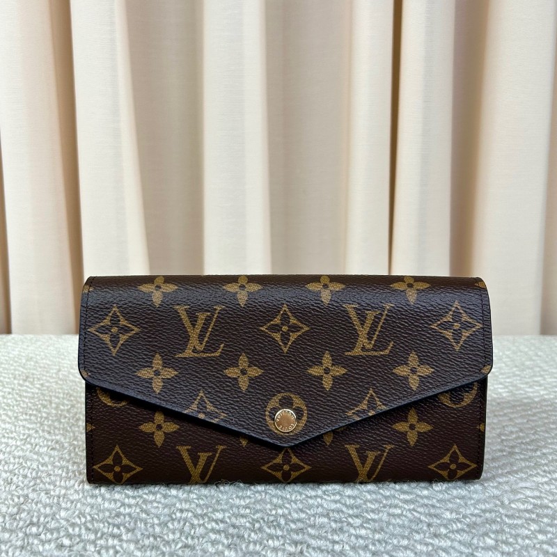 LV路易威登老花長款錢包 經典老花 紅色內裡 卡位多 容量足 日常實用百搭-6