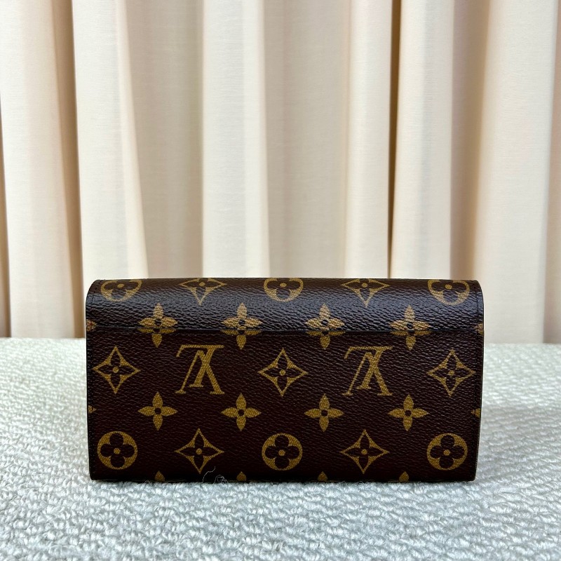 LV路易威登老花長款錢包 經典老花 紅色內裡 卡位多 容量足 日常實用百搭-7