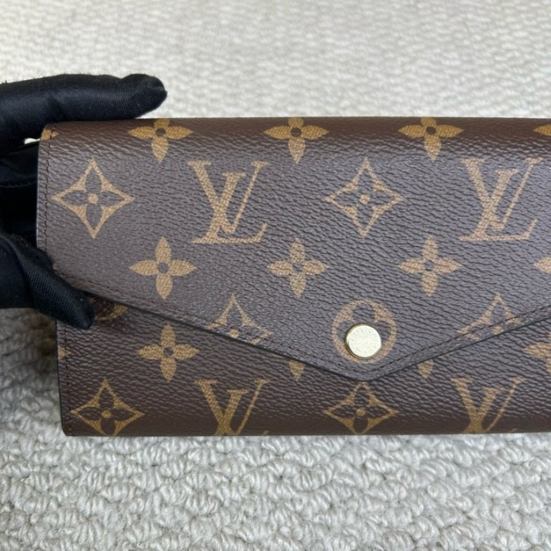 LV路易威登老花長款錢包 經典老花 紅色內裡 卡位多 容量足 日常實用百搭-9