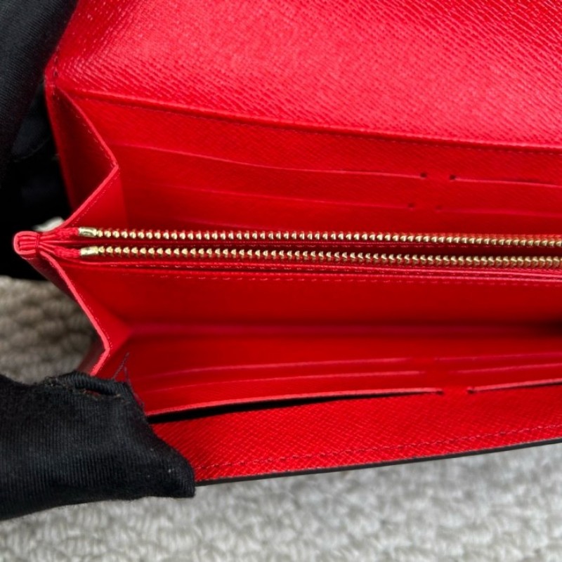 LV路易威登老花長款錢包 經典老花 紅色內裡 卡位多 容量足 日常實用百搭-16
