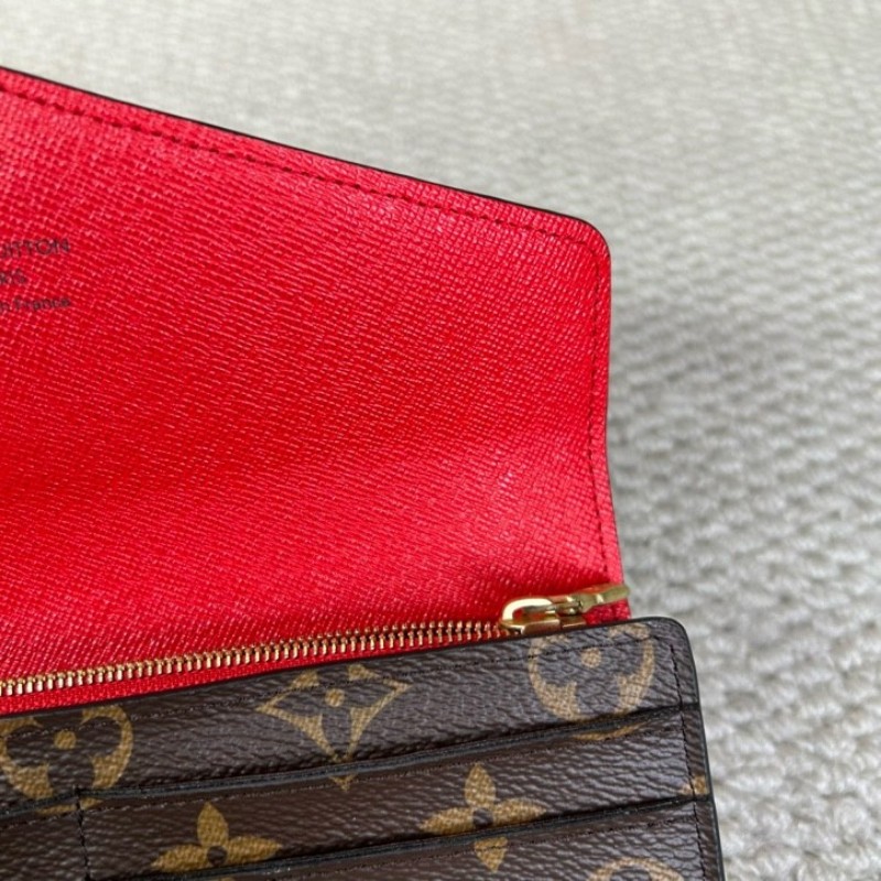 LV路易威登老花長款錢包 經典老花 紅色內裡 卡位多 容量足 日常實用百搭-20
