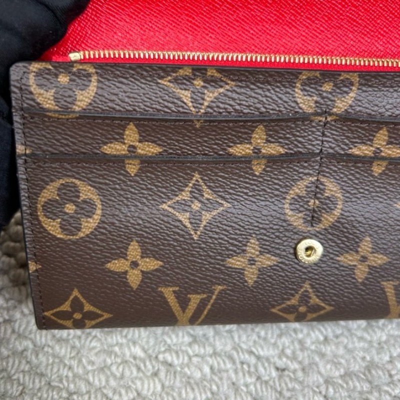 LV路易威登老花長款錢包 經典老花 紅色內裡 卡位多 容量足 日常實用百搭-24