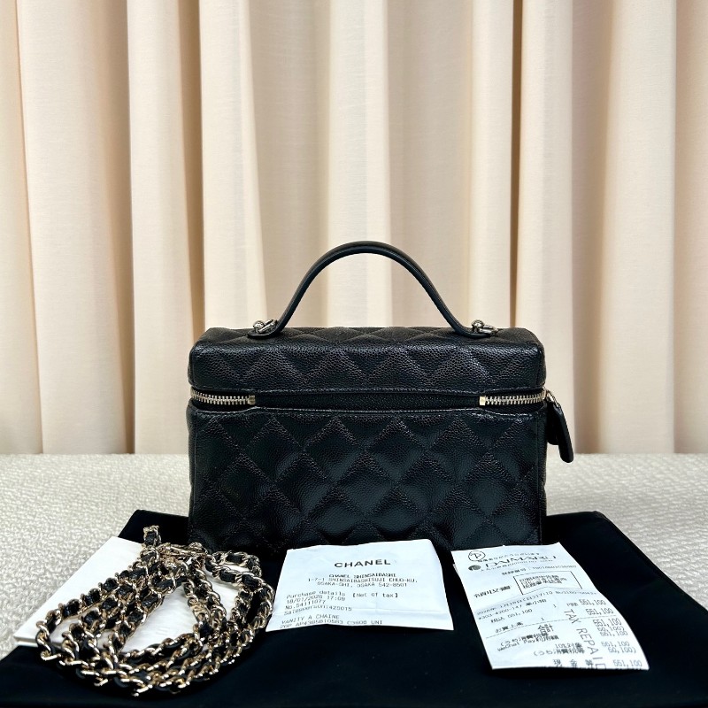 香奈兒Chanel黑金荔枝皮LP飯盒盒子包 肩帶菱格紋 鏈條肩帶 可單肩可斜挎可手提 小巧可愛百搭 精緻感十足-6