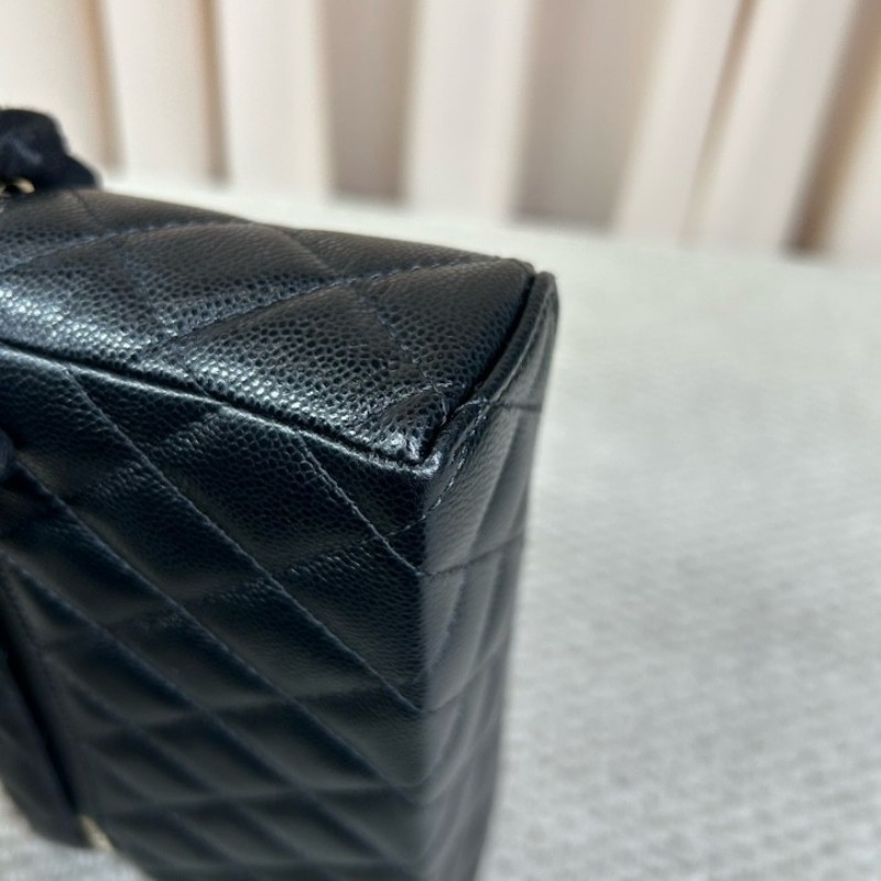 香奈兒Chanel黑金荔枝皮LP飯盒盒子包 肩帶菱格紋 鏈條肩帶 可單肩可斜挎可手提 小巧可愛百搭 精緻感十足-7