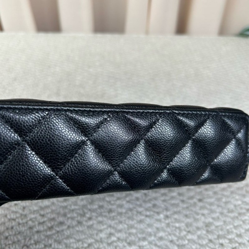 香奈兒Chanel黑金荔枝皮LP飯盒盒子包 肩帶菱格紋 鏈條肩帶 可單肩可斜挎可手提 小巧可愛百搭 精緻感十足-9