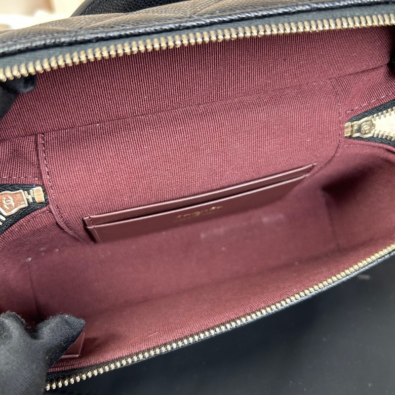 香奈兒Chanel黑金荔枝皮LP飯盒盒子包 肩帶菱格紋 鏈條肩帶 可單肩可斜挎可手提 小巧可愛百搭 精緻感十足-11