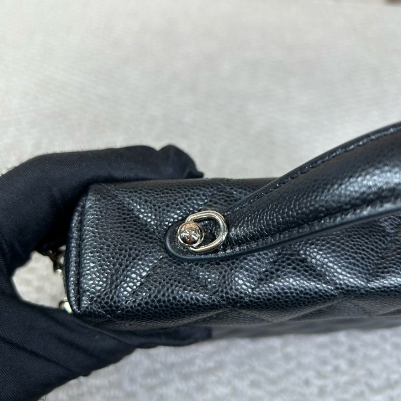 香奈兒Chanel黑金荔枝皮LP飯盒盒子包 肩帶菱格紋 鏈條肩帶 可單肩可斜挎可手提 小巧可愛百搭 精緻感十足-15