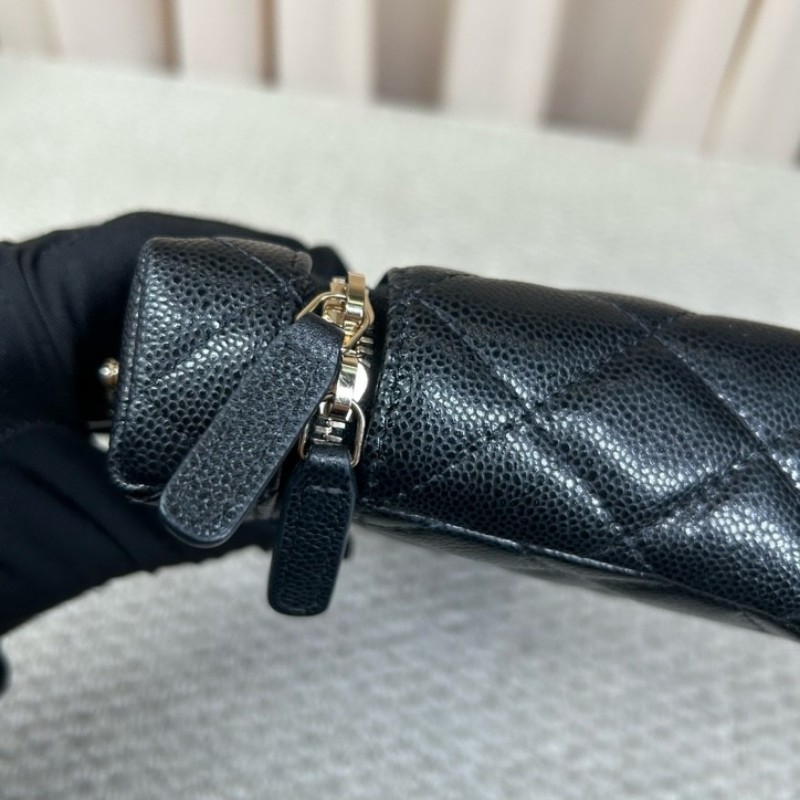 香奈兒Chanel黑金荔枝皮LP飯盒盒子包 肩帶菱格紋 鏈條肩帶 可單肩可斜挎可手提 小巧可愛百搭 精緻感十足-20