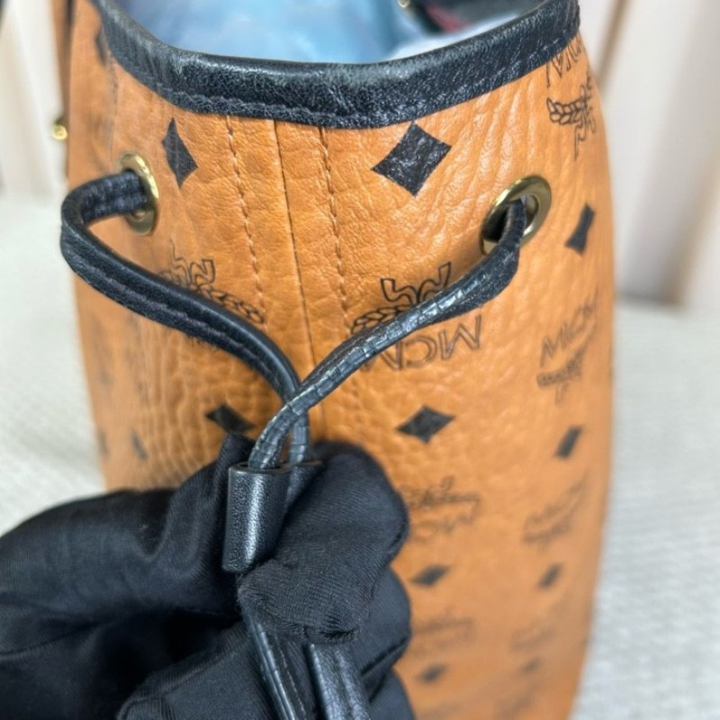 MCM干邑色拼黑色老花滿印子母包托特包 干邑色拼黑色 雙面可用 容量大 日常通勤百搭實用-21