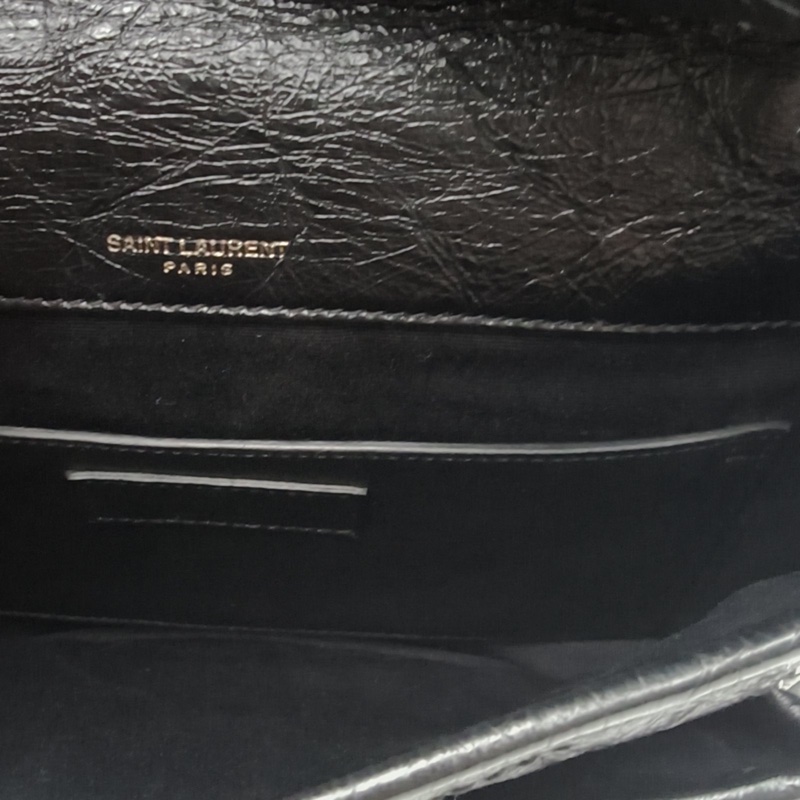 SAINT LAURENT NikiMini21黑色牛皮黑扣肩背包-4