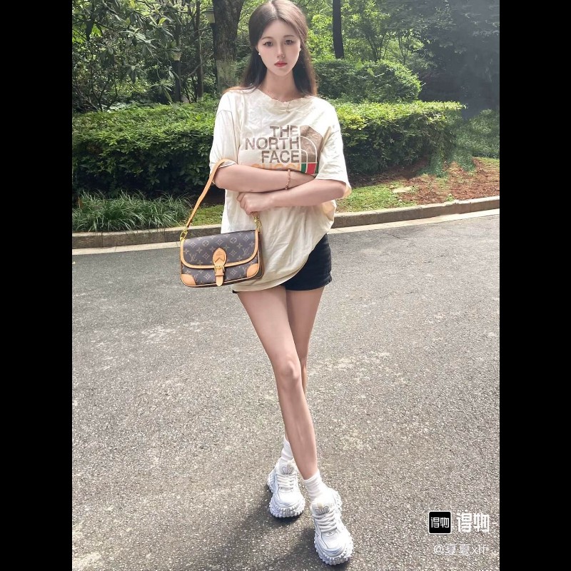 lrz-nj-專櫃價5.9折！LOUIS VUITTON  芯片款 23年全套 Diane PM 經典老花 帆布塗層 腋下包法棍包手提斜挎單肩包-5