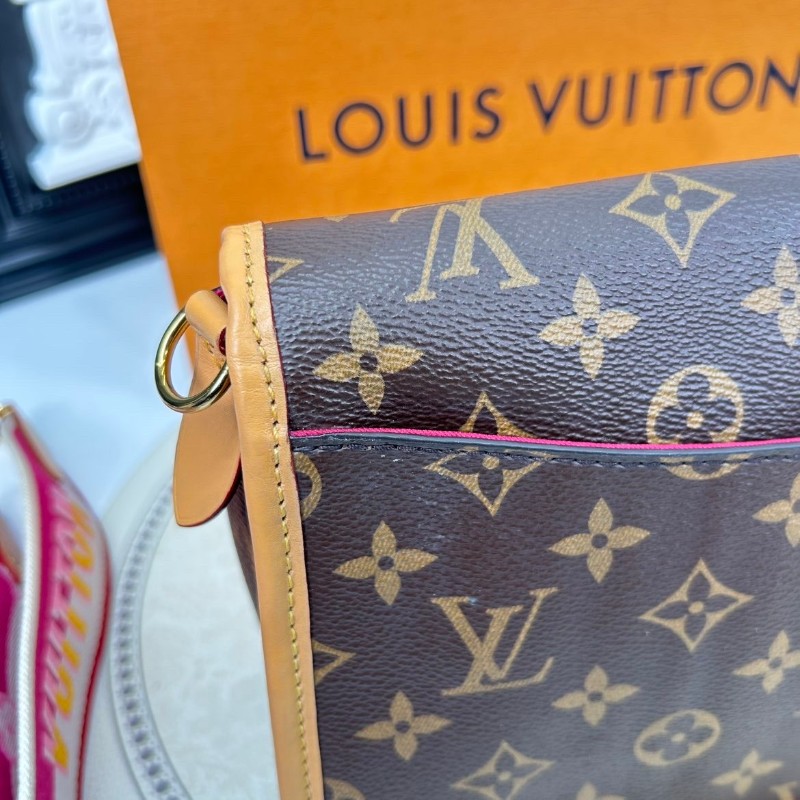 lrz-nj-專櫃價5.9折！LOUIS VUITTON  芯片款 23年全套 Diane PM 經典老花 帆布塗層 腋下包法棍包手提斜挎單肩包-16