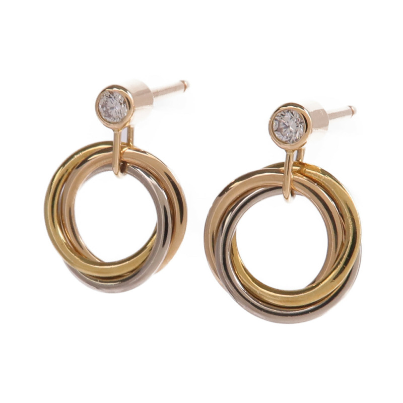CARTIER 18K黃金/白金/玫瑰金Trinity Earrings鑽石耳環-1