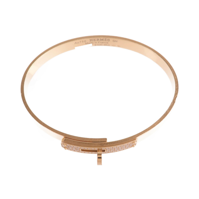 HERMES 18K玫瑰金Kelly Bracelet Small Model鑽石手鐲-3