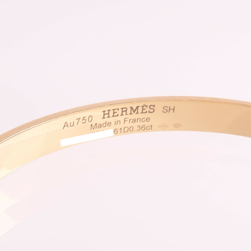 HERMES 18K玫瑰金Kelly Bracelet Small Model鑽石手鐲-6