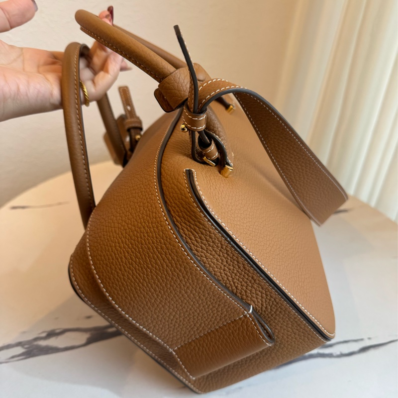 Delvaux 金棕色金大D釦拉鏈手提兩用包 貴婦必備😻-2