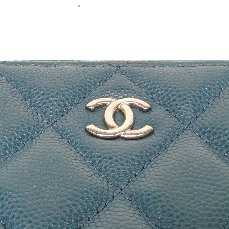 CHANEL CF手拿包小號28cm綠色荔枝牛皮26開銀扣-4