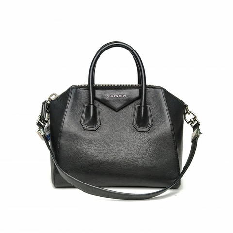 GIVENCHY ANTIGONA鑽石包中號33黑色牛皮銀扣肩背包