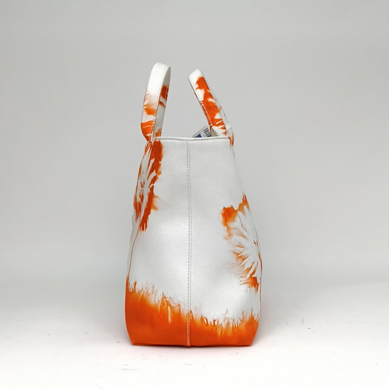 PRADA 拼色帆布紮染印花托特包購物袋肩背包-1