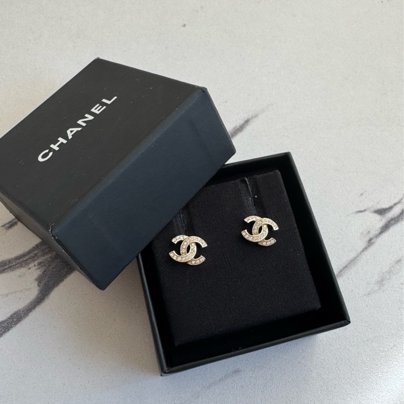 Chanel 淡金鑽小雙C耳環  氣質典雅❤️‍🔥-0