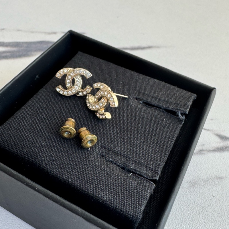 Chanel 淡金鑽小雙C耳環  氣質典雅❤️‍🔥-8