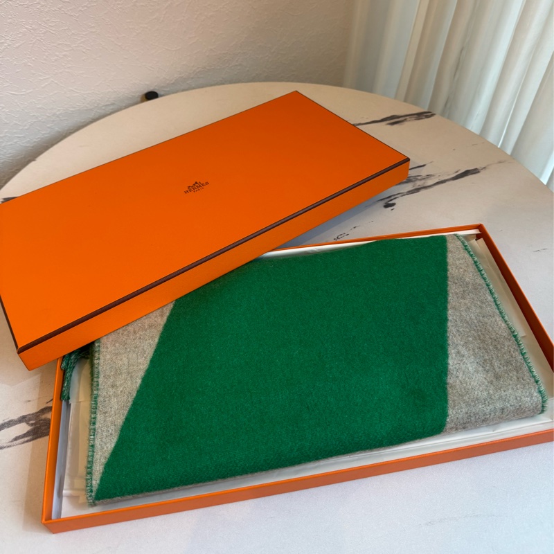 Hermes 綠/灰克什米爾圍巾🧣-0