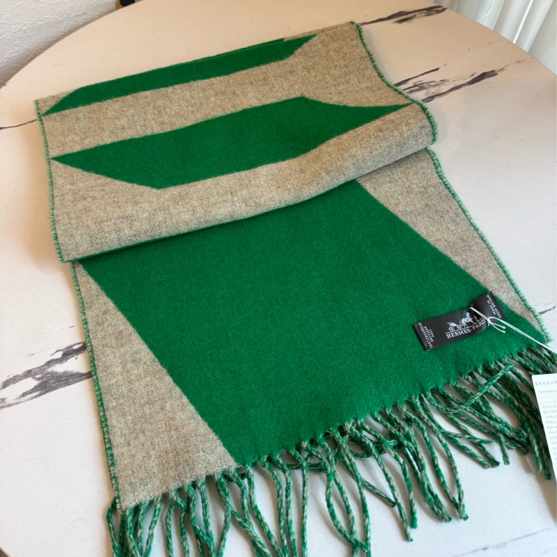 Hermes 綠/灰克什米爾圍巾🧣-2