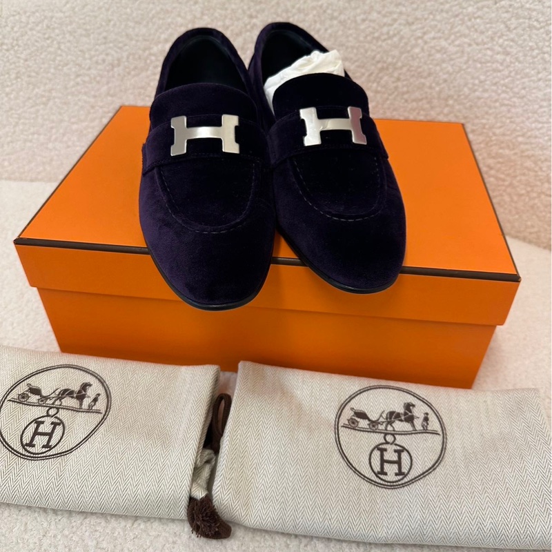 HERMÈS愛馬仕 全新 H扣37碼麂皮鞋-3