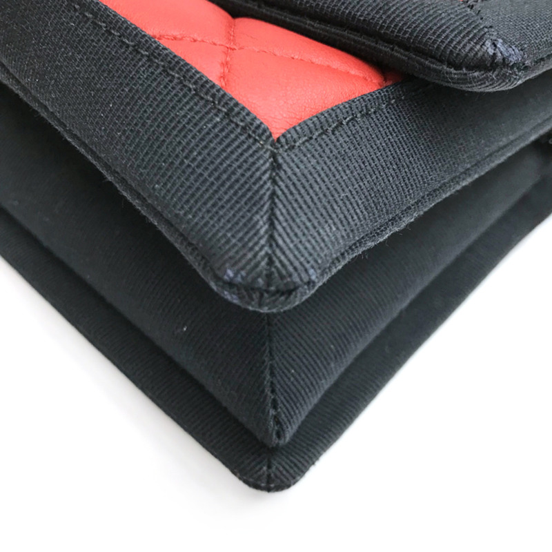 香奈兒 Coco Mark Matelasse 單肩包，2015-2016 年款，羊皮，紅色和黑色，WS1808-3