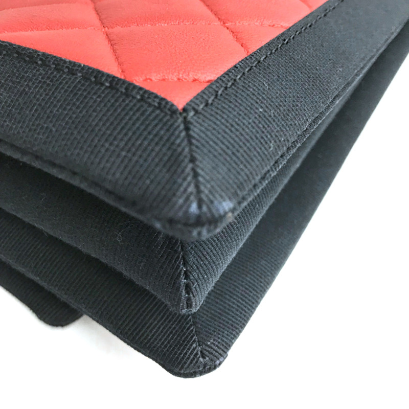 香奈兒 Coco Mark Matelasse 單肩包，2015-2016 年款，羊皮，紅色和黑色，WS1808-4