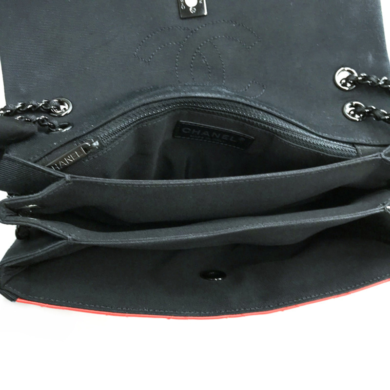 香奈兒 Coco Mark Matelasse 單肩包，2015-2016 年款，羊皮，紅色和黑色，WS1808-8