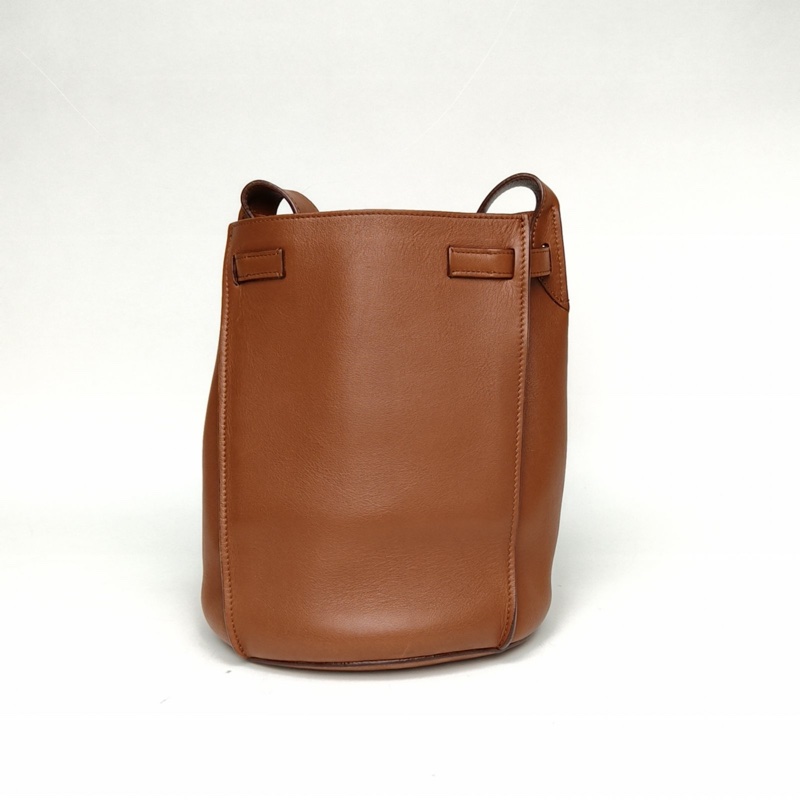 CELINE BigBagBucket水桶包Nano肩背包棕色牛皮銀扣-2