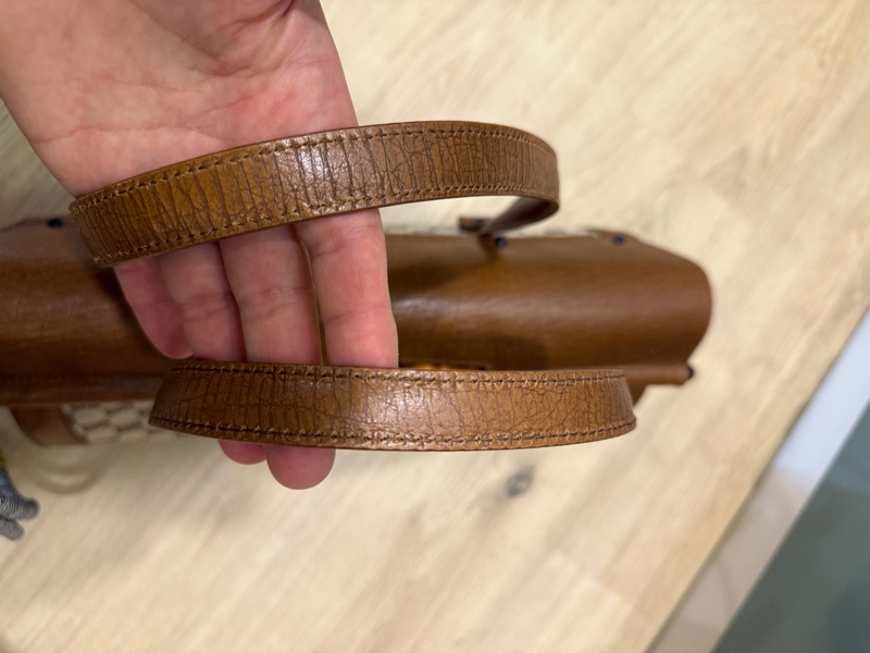 Gucci 駝緹花竹節下蓋手提包-15